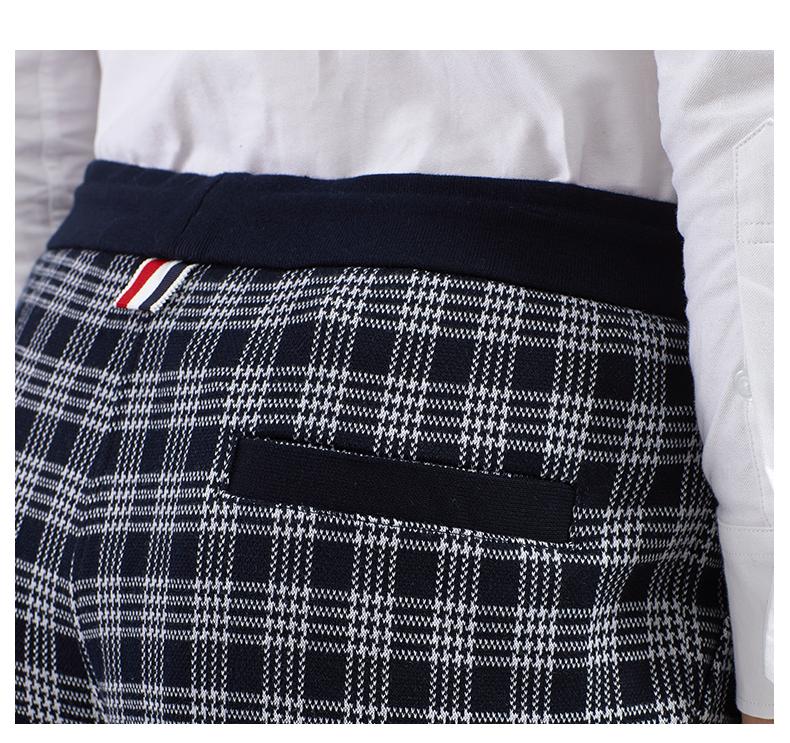 Four-bar striped plaid sweatpants  TREND