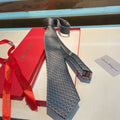 Ferragamo Style Men's Micro Pattern Silk Tie - Detail Image 5