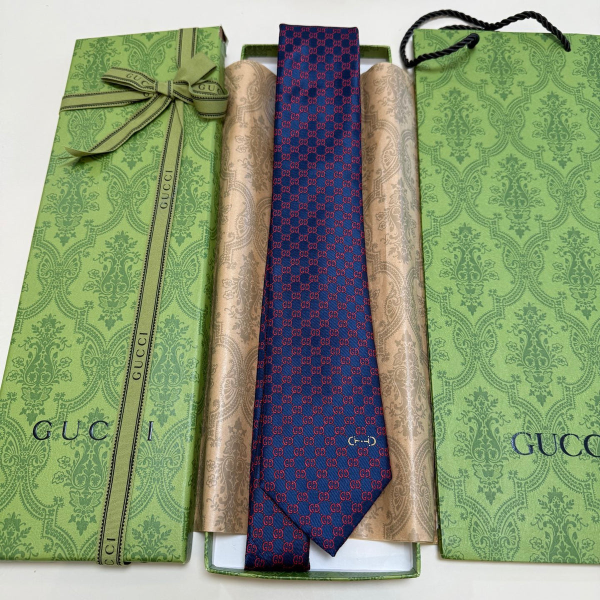 Gucci Style Men's GG Jacquard Silk Tie - Detail Image 8