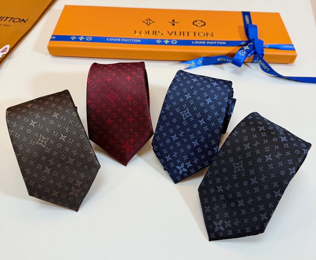 Louis Vuitton Style Men's Monogram Silk Tie - Main Image
