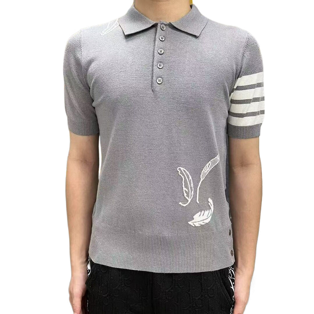 2025 SS  Mens Feather Leaf POLO Short Sleeve  TREND
