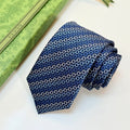 Gucci Style Men's Chain Stripe Jacquard Silk Tie - Detail Image 2
