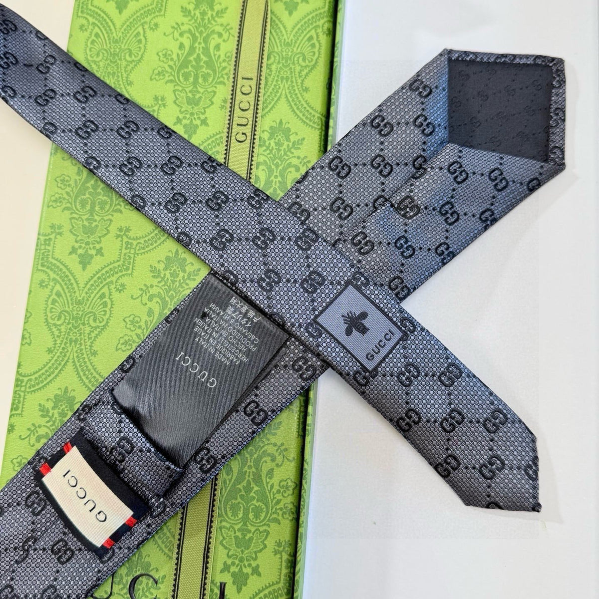 Gucci Style Men's GG Monogram Silk Tie - Detail Image 5