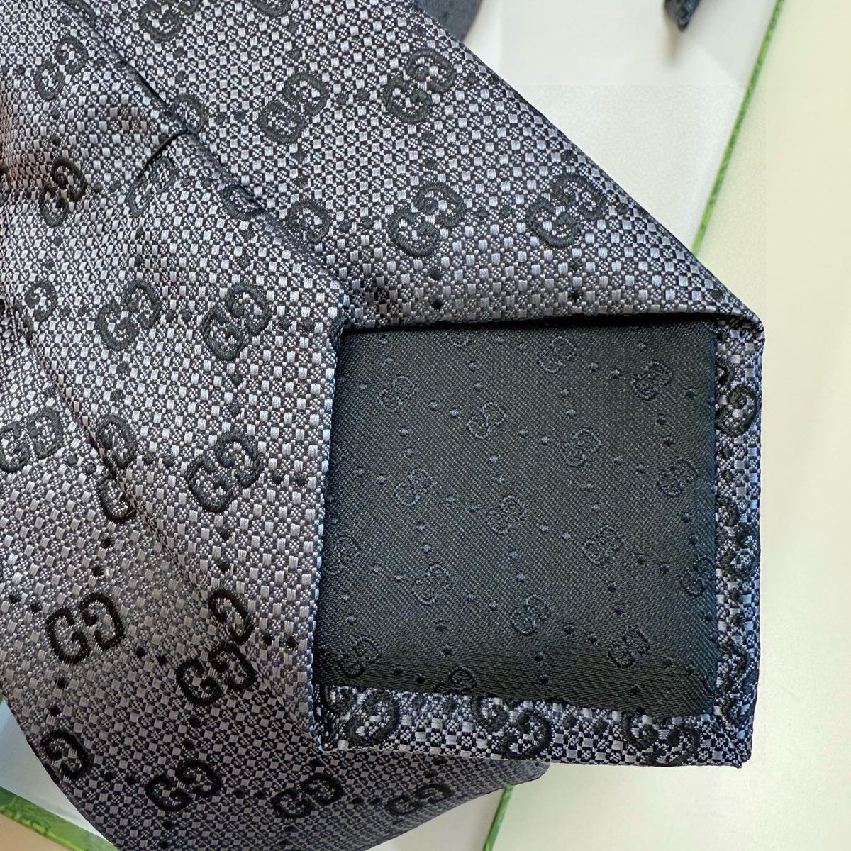 Gucci Style Men's GG Monogram Silk Tie - Detail Image 6