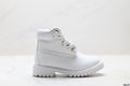 Timberland White Kids Premium Leather Boot - right-facing side profile main image