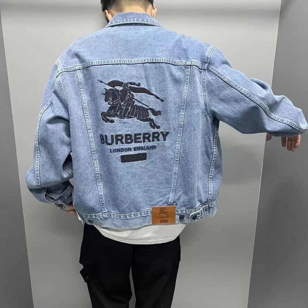 Burberry x Supreme Equestrian Logo Denim Jacket Light Luxury Station