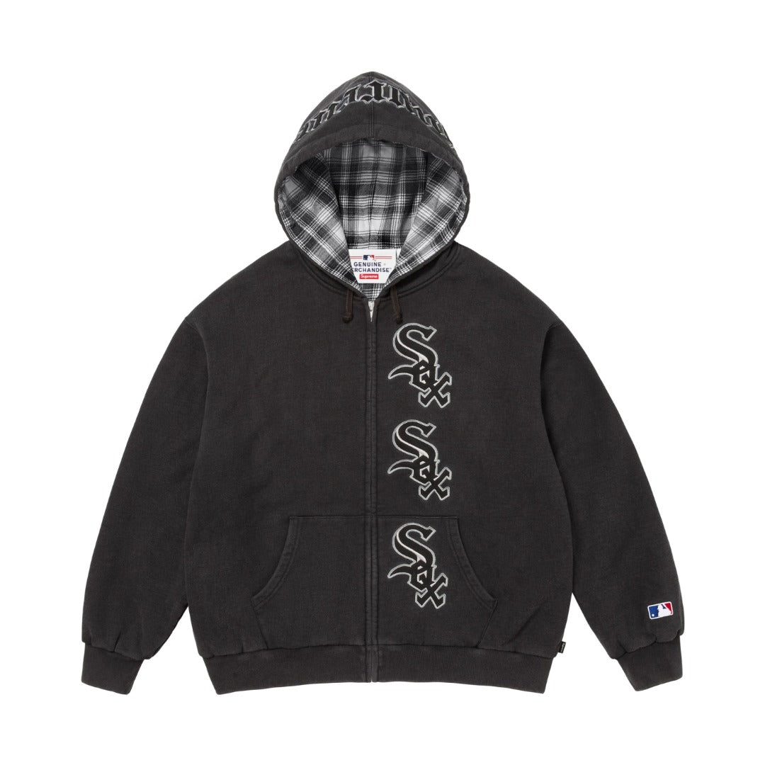 Heavyweight Zip-Up Hooded Sweatshirt with Embroidered Letters Light Luxury Station