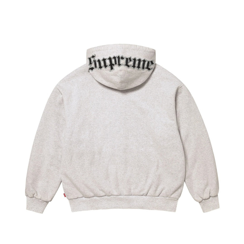 Heavyweight Zip-Up Hooded Sweatshirt with Embroidered Letters Light Luxury Station