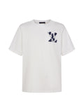 Denim Wash Appliqué Embroidered Short Sleeve Tee