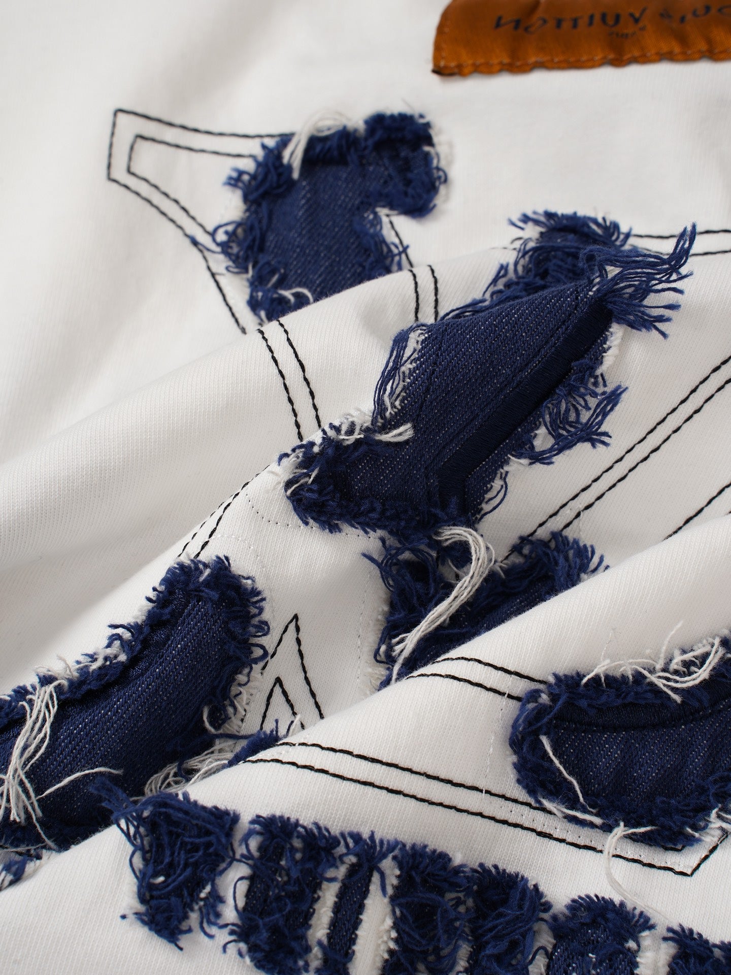 Denim Wash Appliqué Embroidered Short Sleeve Tee