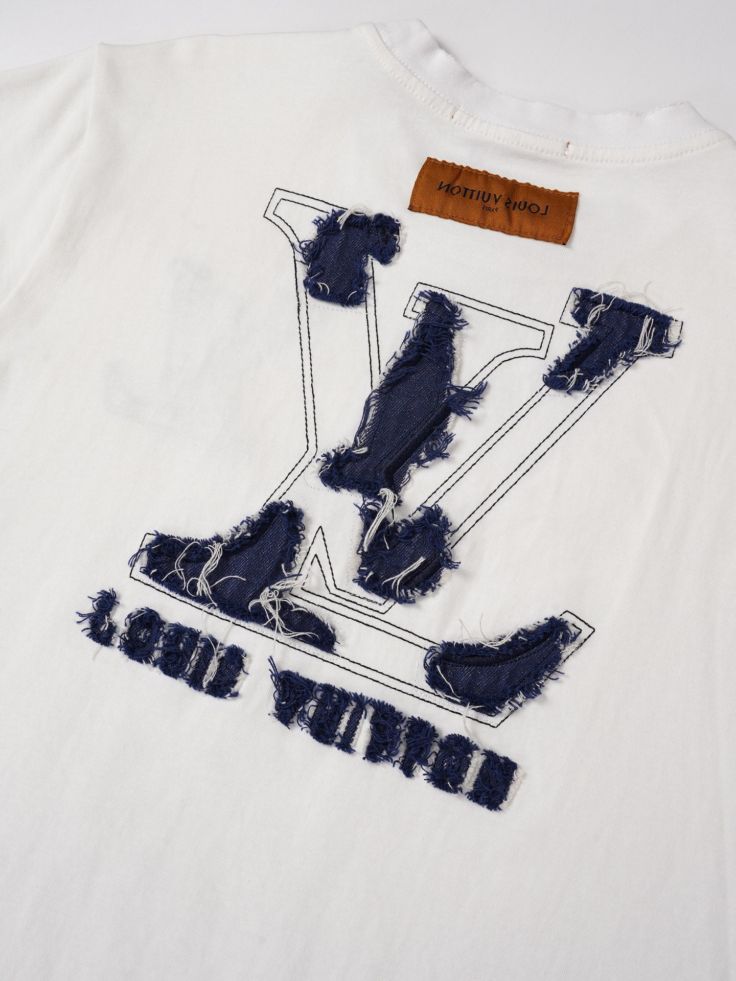 Denim Wash Appliqué Embroidered Short Sleeve Tee