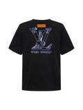 Denim Wash Appliqué Embroidered Short Sleeve Tee