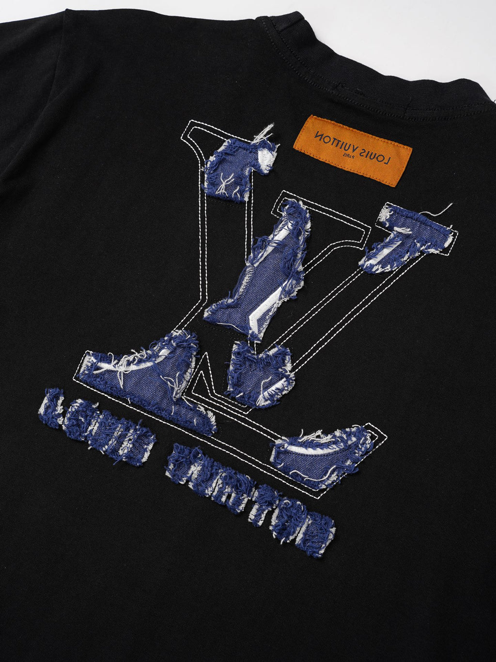 Denim Wash Appliqué Embroidered Short Sleeve Tee