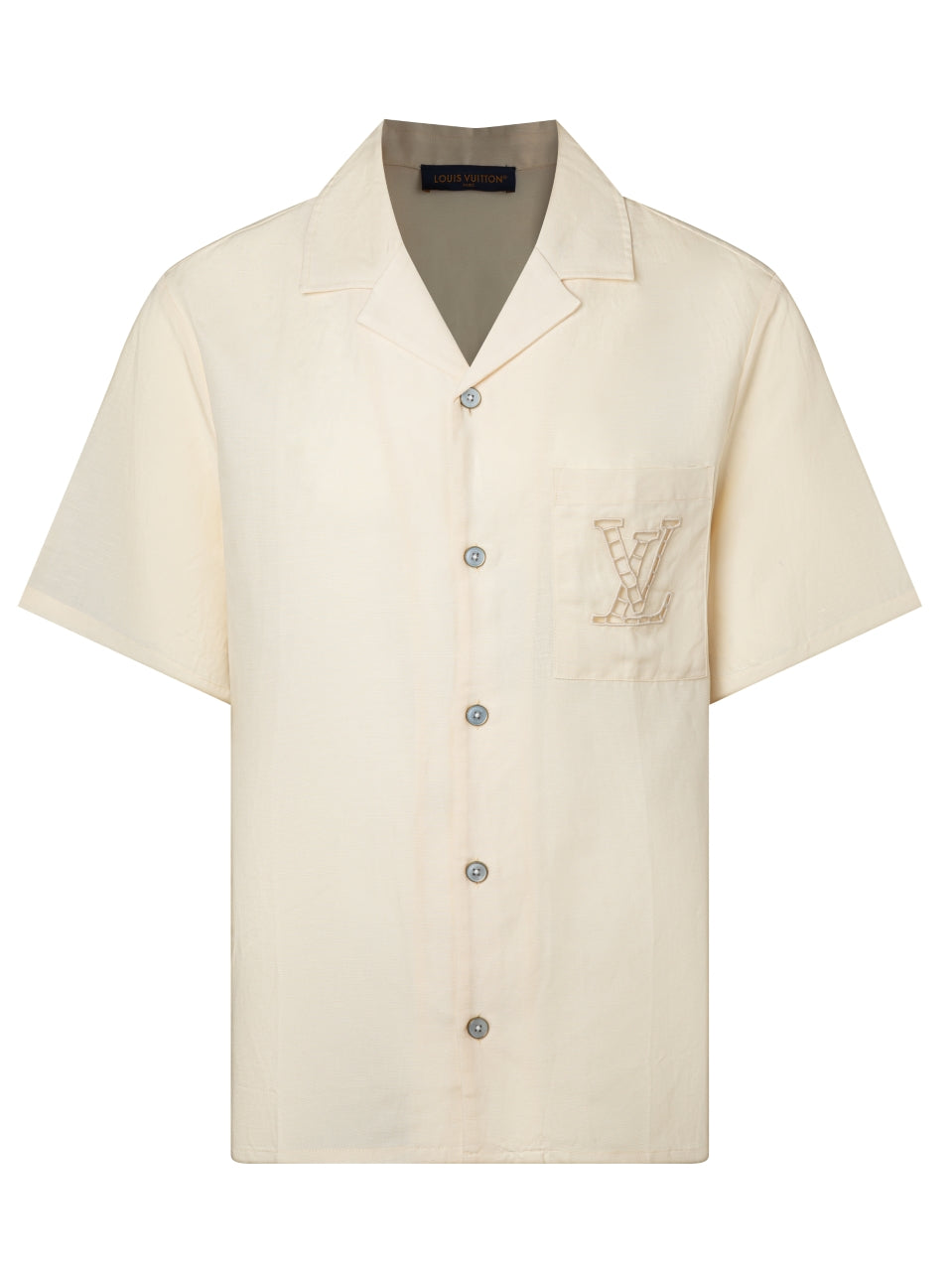 Silk-Linen Blend Cutwork Embroidered Short Sleeve Shirt