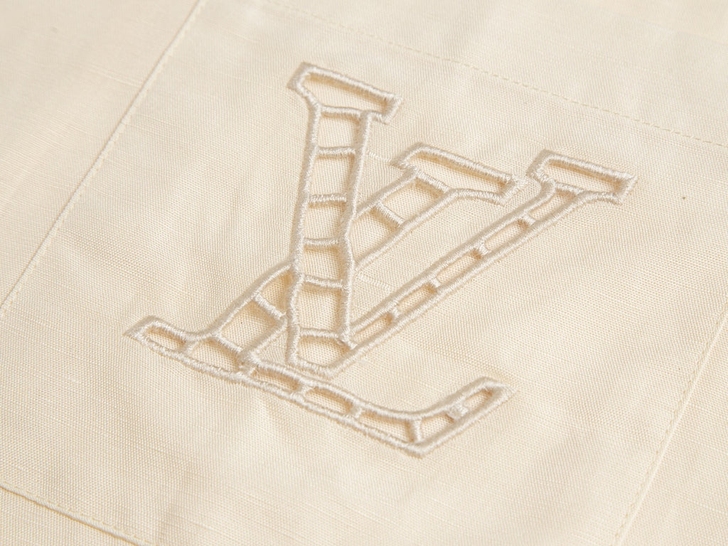 Silk-Linen Blend Cutwork Embroidered Short Sleeve Shirt
