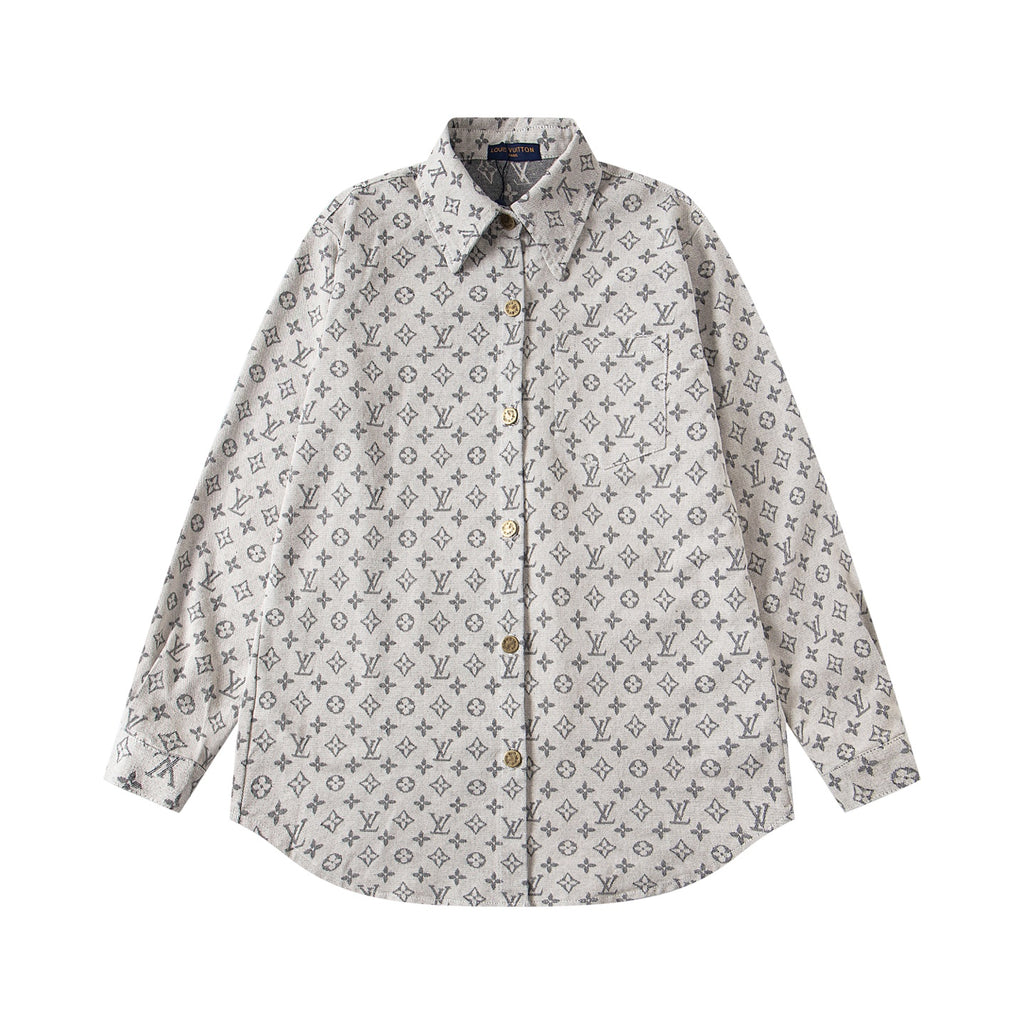 Jacquard Allover Print Denim Shirt
