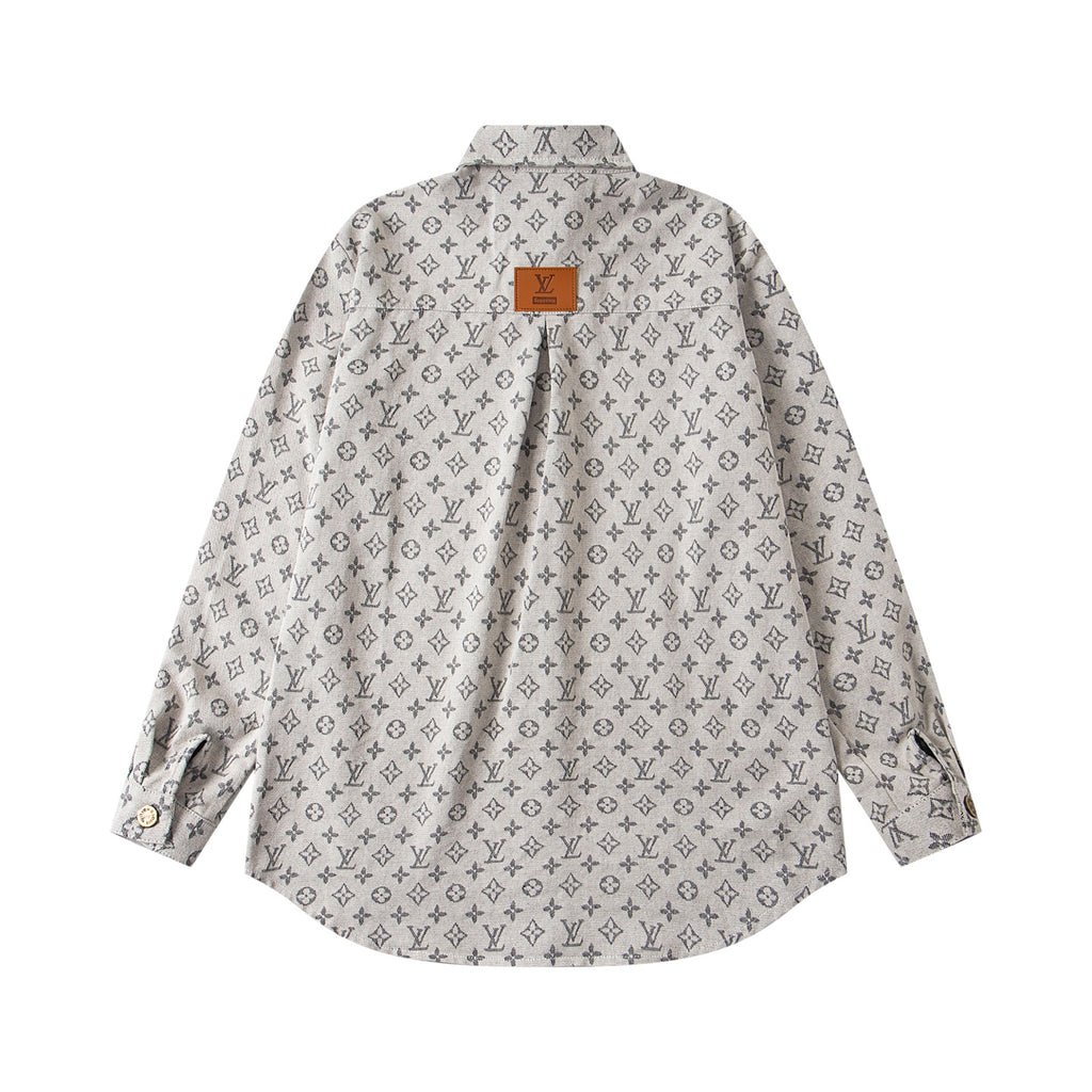 Jacquard Allover Print Denim Shirt
