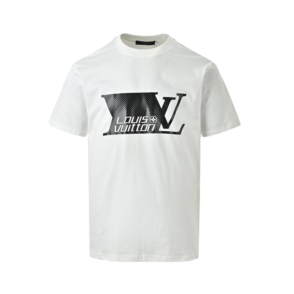 Carbon fiber logo print short-sleeved shirt