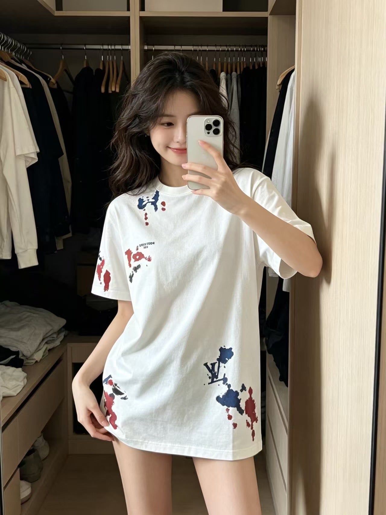 Ink Wash Monogram Print Short Sleeve Tee