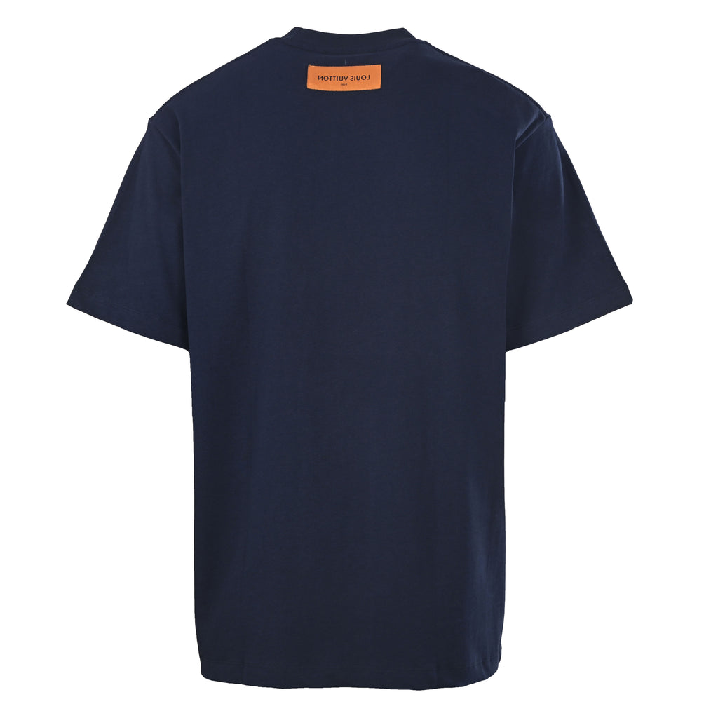 Gradient Color Line Sailboat and Bird Embroidery Short-Sleeve T-Shirt