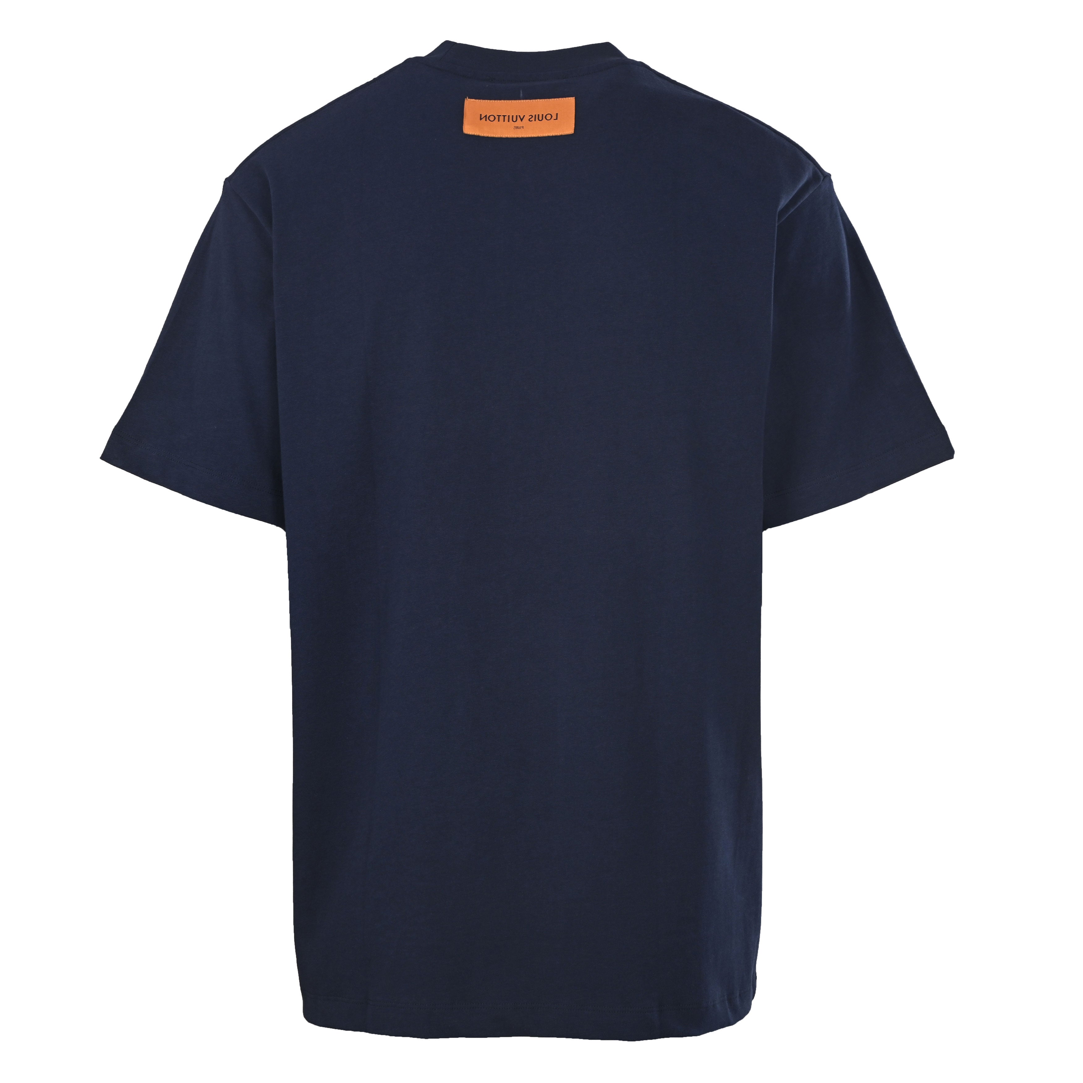 Gradient Color Line Sailboat and Bird Embroidery Short-Sleeve T-Shirt