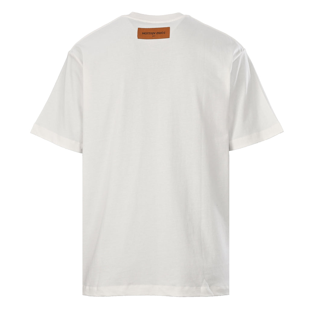 Gradient Color Line Sailboat and Bird Embroidery Short-Sleeve T-Shirt