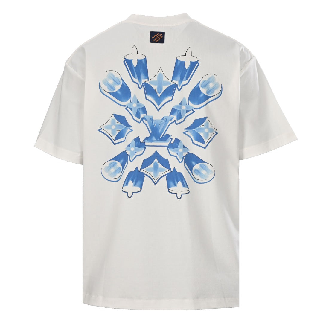 Ice Blue Crystal 3D Graphic Short Sleeve Tee