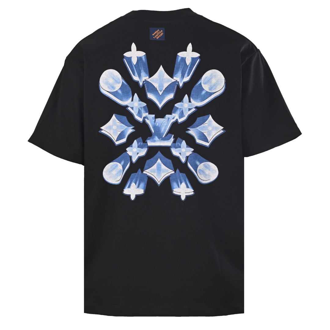 Ice Blue Crystal 3D Graphic Short Sleeve Tee