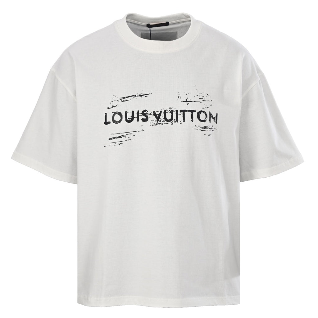 Mottled Logo Print Crew Neck Short Sleeve T-Shirt