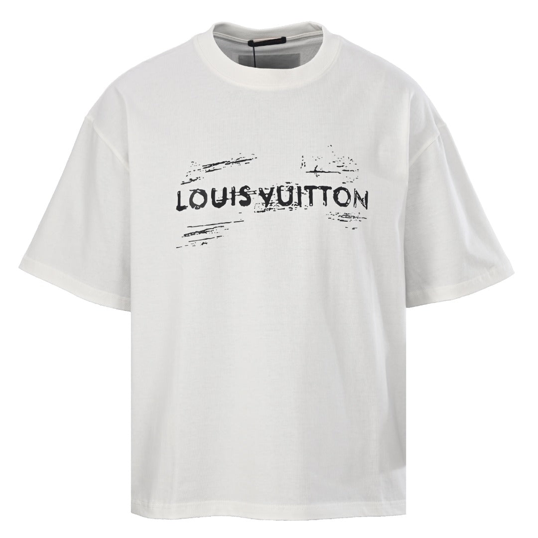 Mottled Logo Print Crew Neck Short Sleeve T-Shirt
