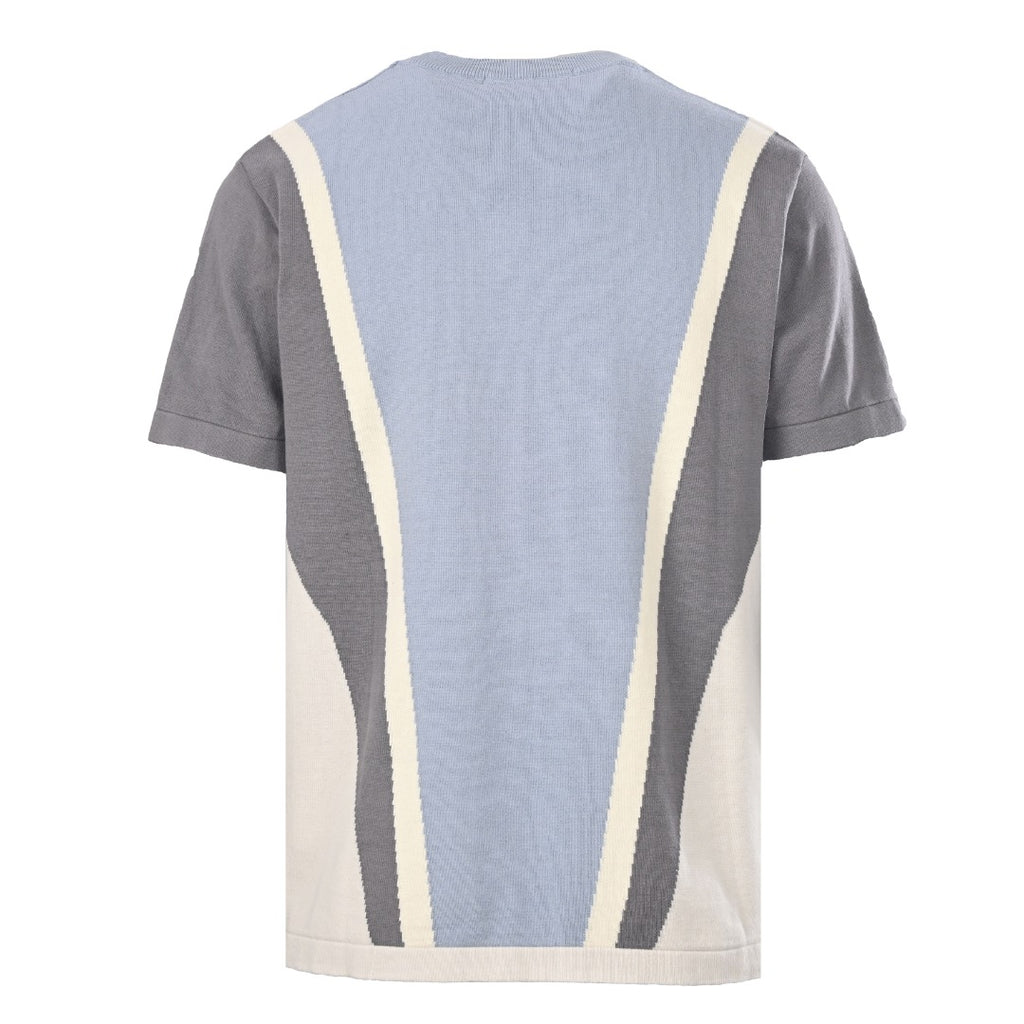 Embossed Logo Color-Block Knit Short Sleeve Tee