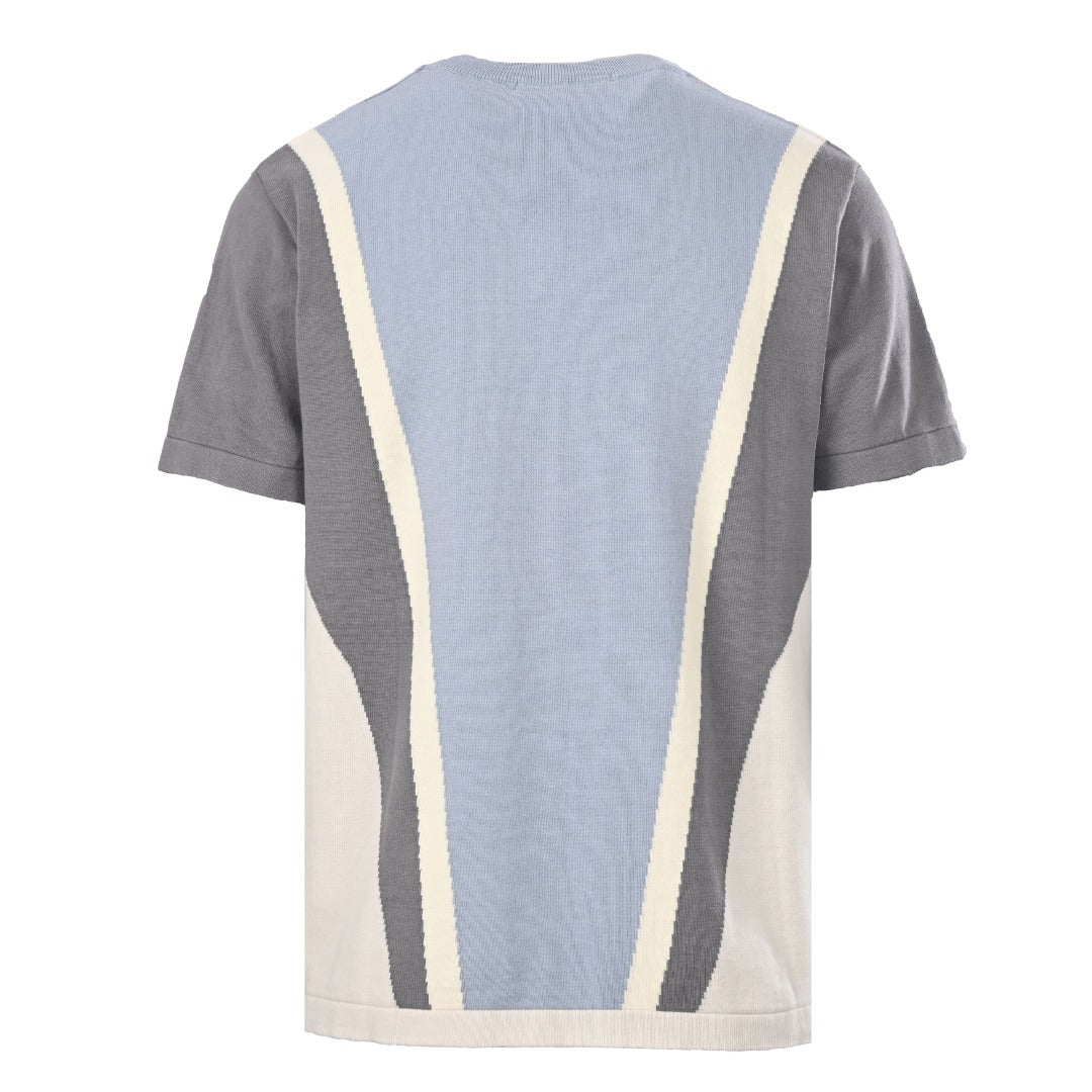 Embossed Logo Color-Block Knit Short Sleeve Tee