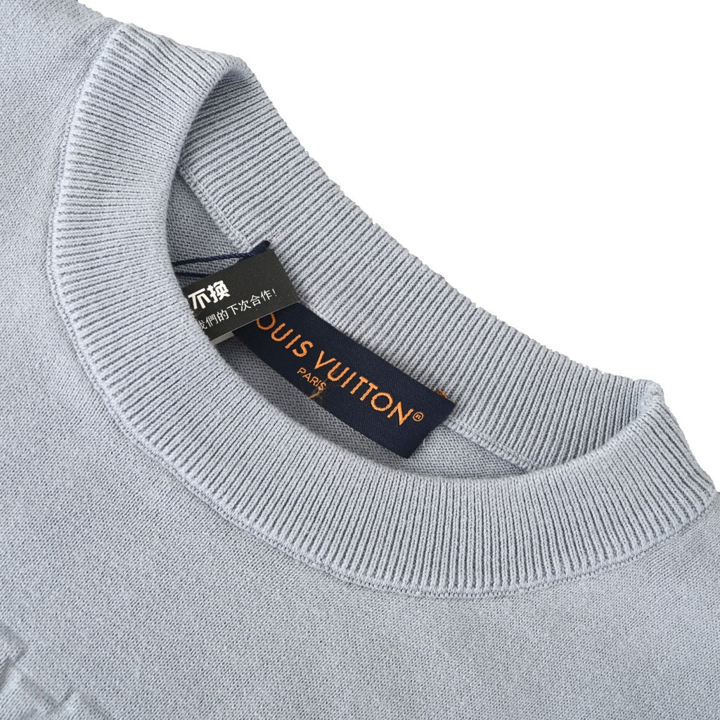 Embossed Logo Color-Block Knit Short Sleeve Tee