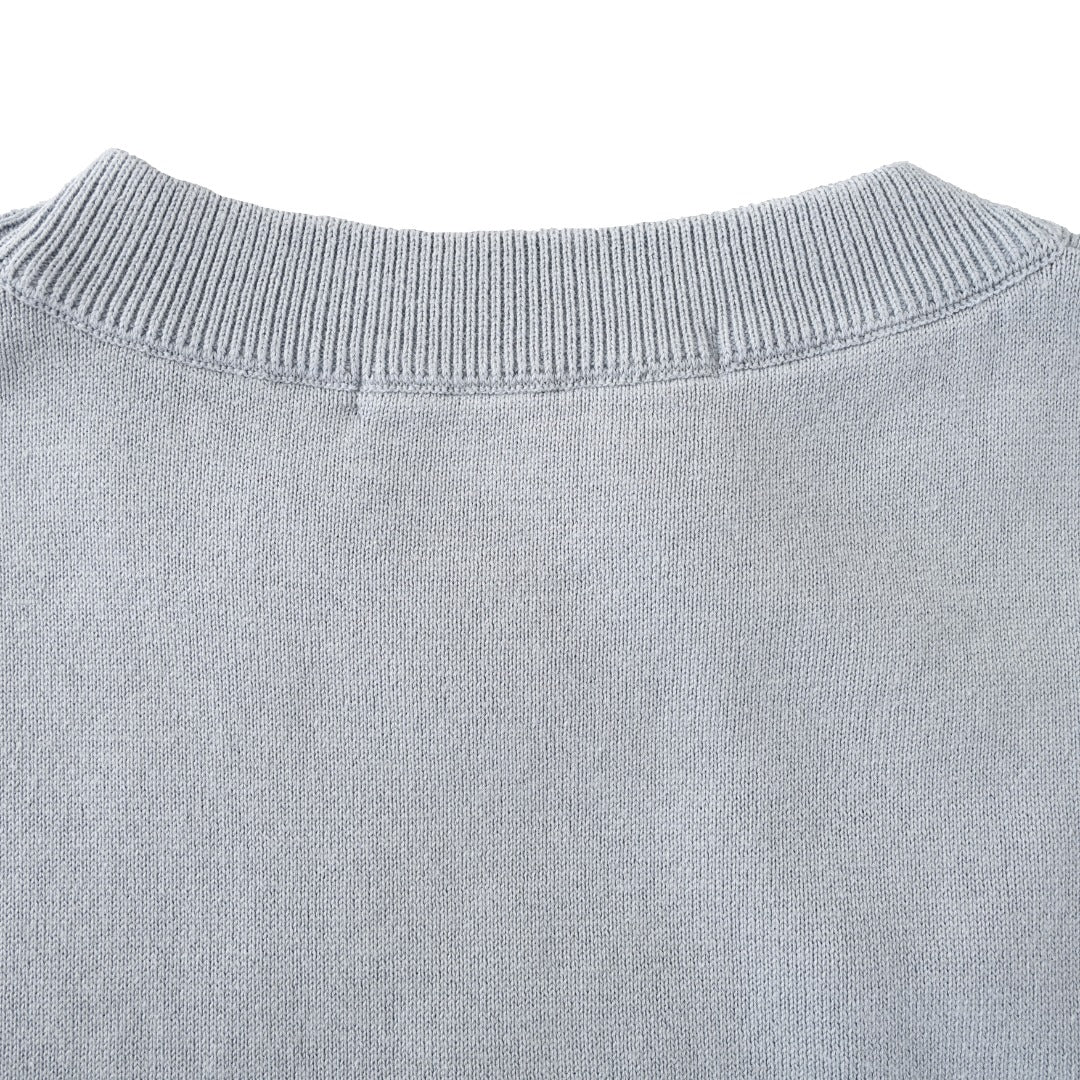Embossed Logo Color-Block Knit Short Sleeve Tee