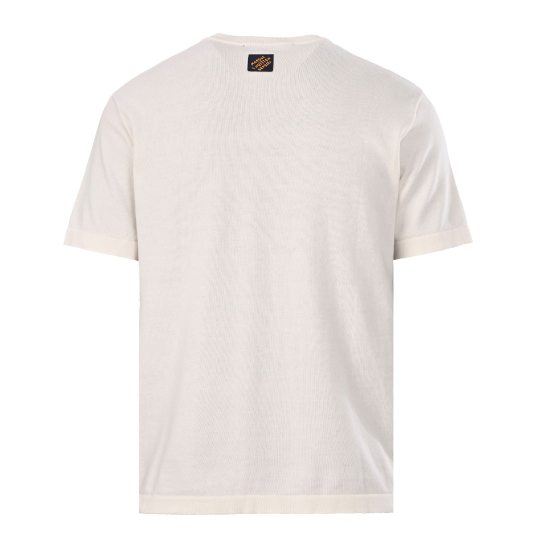 Blue Gesture Knit Short-Sleeve T-Shirt