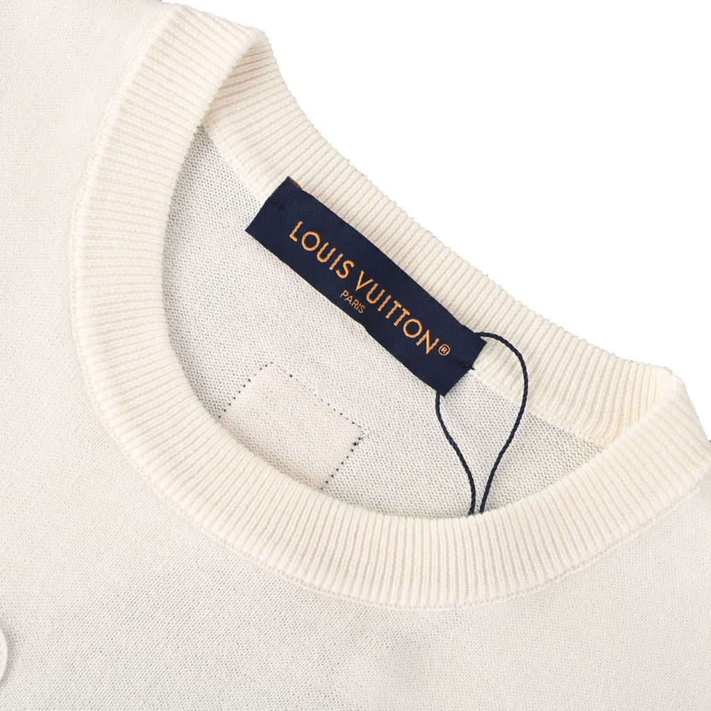 Blue Gesture Knit Short-Sleeve T-Shirt