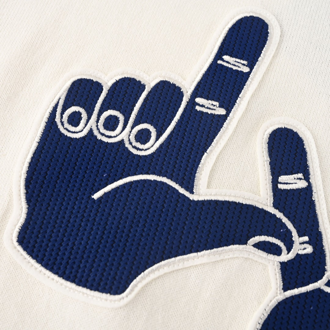 Blue Gesture Knit Short-Sleeve T-Shirt