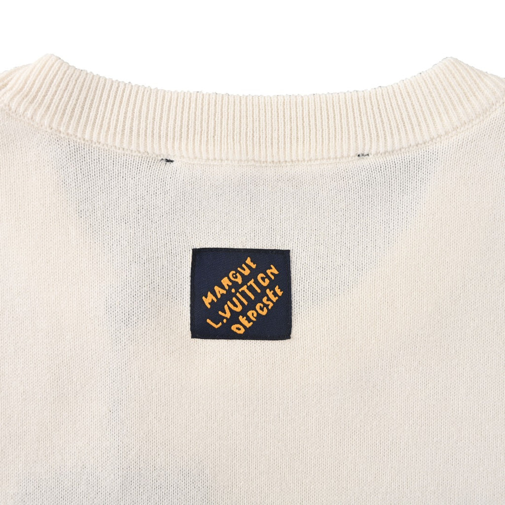 Blue Gesture Knit Short-Sleeve T-Shirt