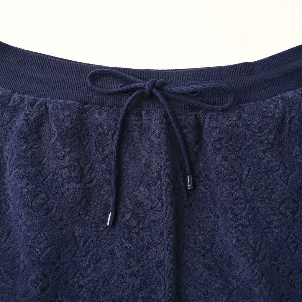 Velvet Textured Terry Athletic Shorts