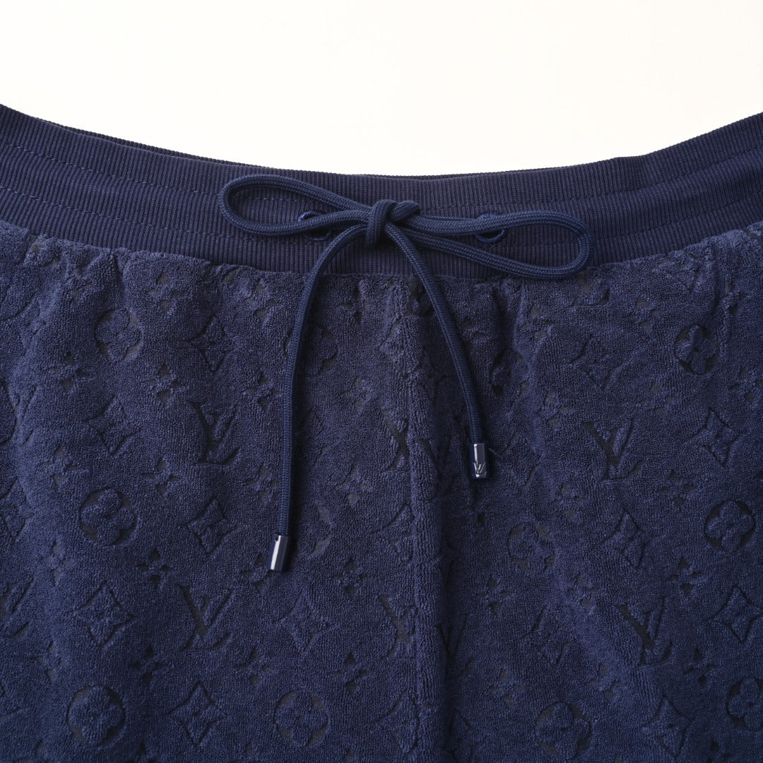 Velvet Textured Terry Athletic Shorts