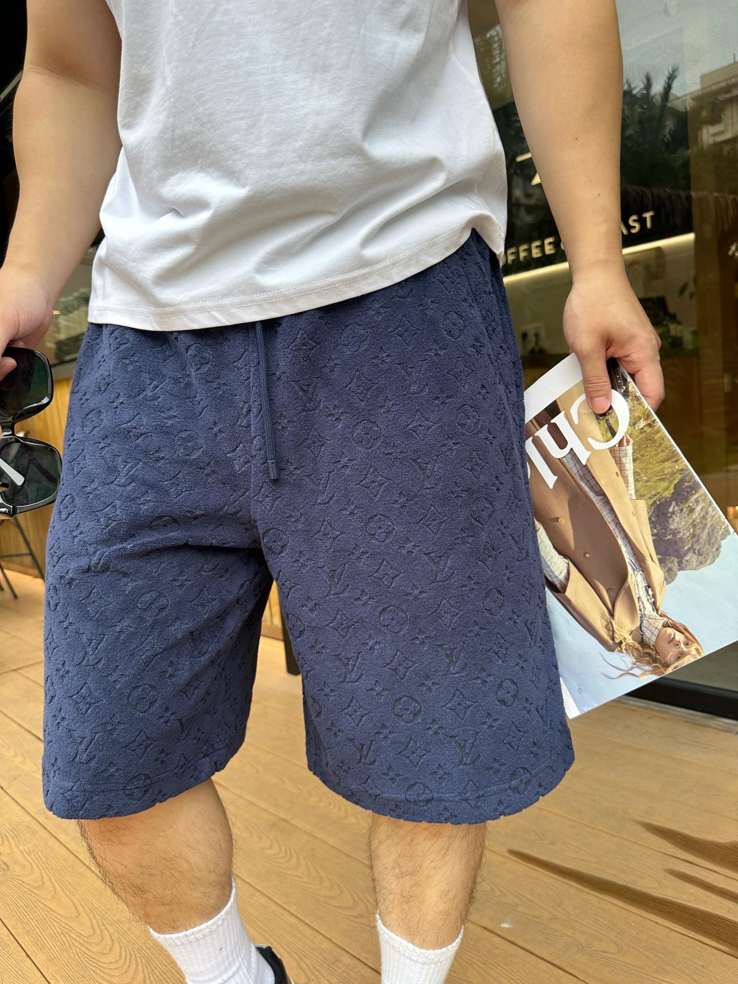 Velvet Textured Terry Athletic Shorts