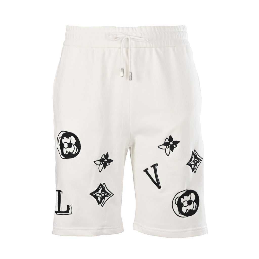Monogram Embroidered Fleece Shorts