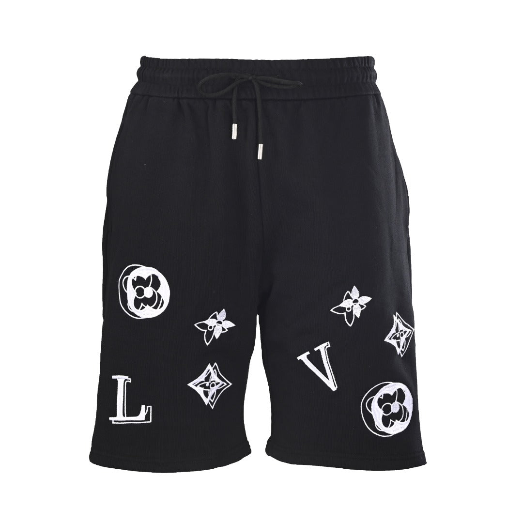 Monogram Embroidered Fleece Shorts