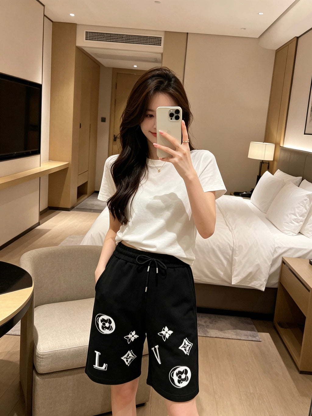 Monogram Embroidered Fleece Shorts