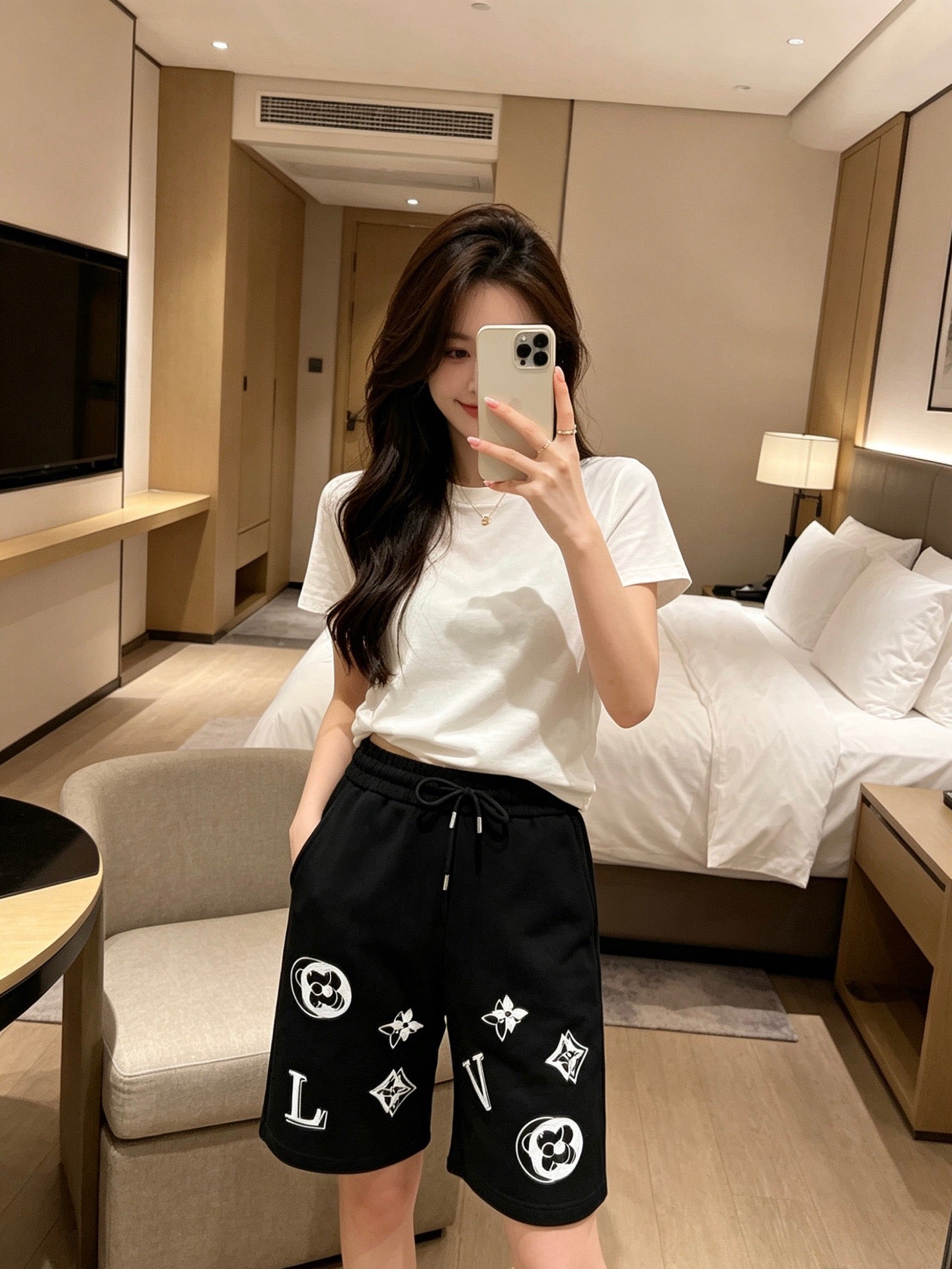 Monogram Embroidered Fleece Shorts