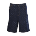 Allover Monogram Print Denim Shorts