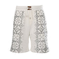 Distressed Monogram Print Fleece Shorts