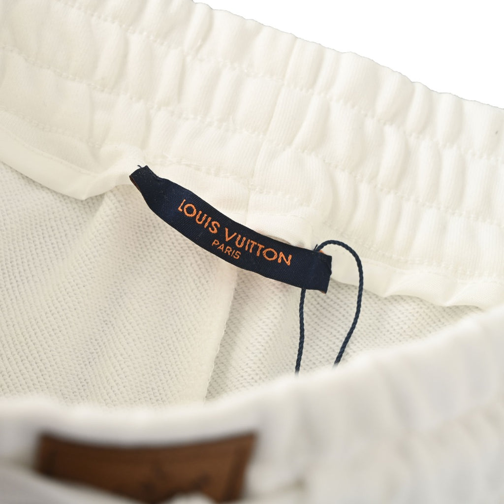 Distressed Monogram Print Fleece Shorts