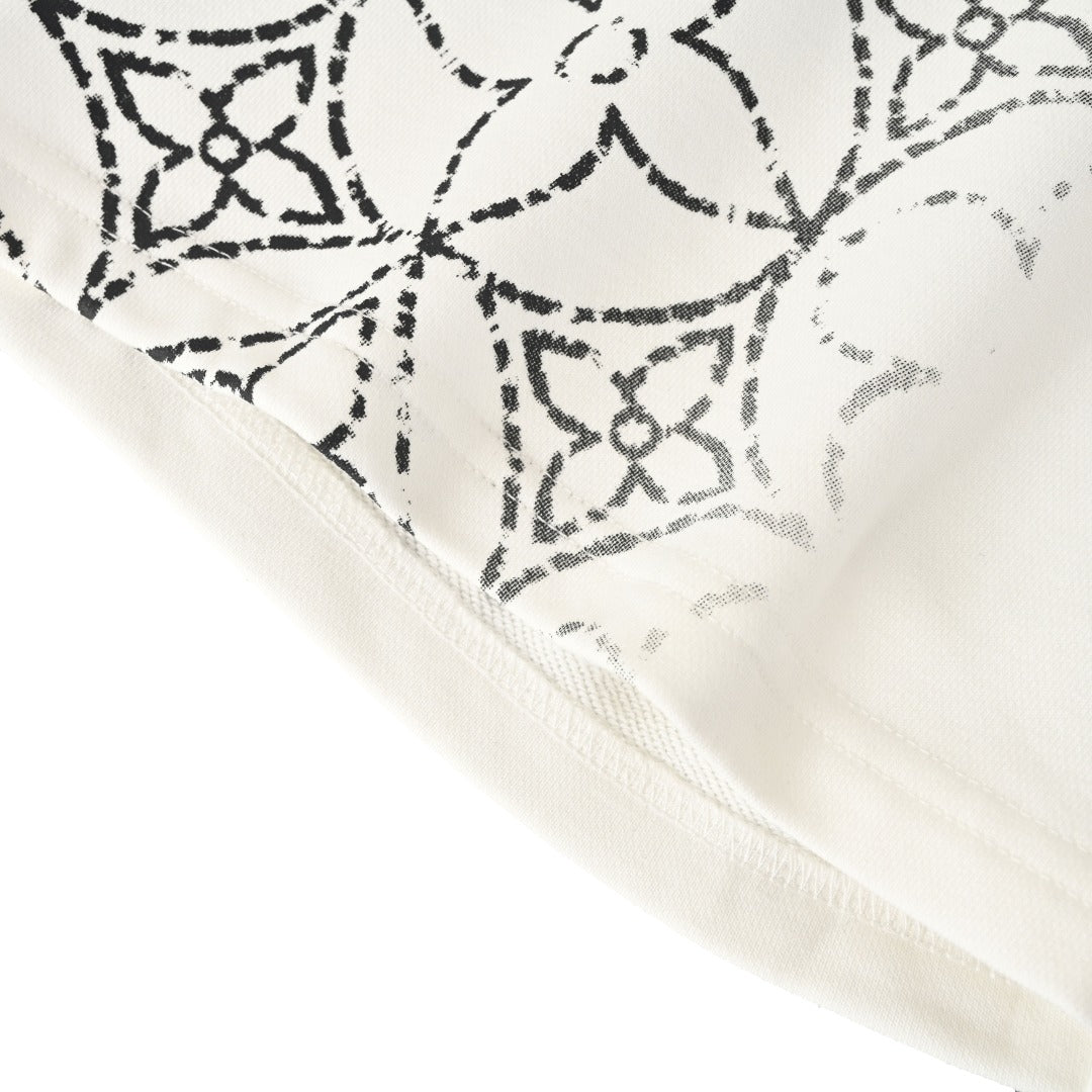 Distressed Monogram Print Fleece Shorts