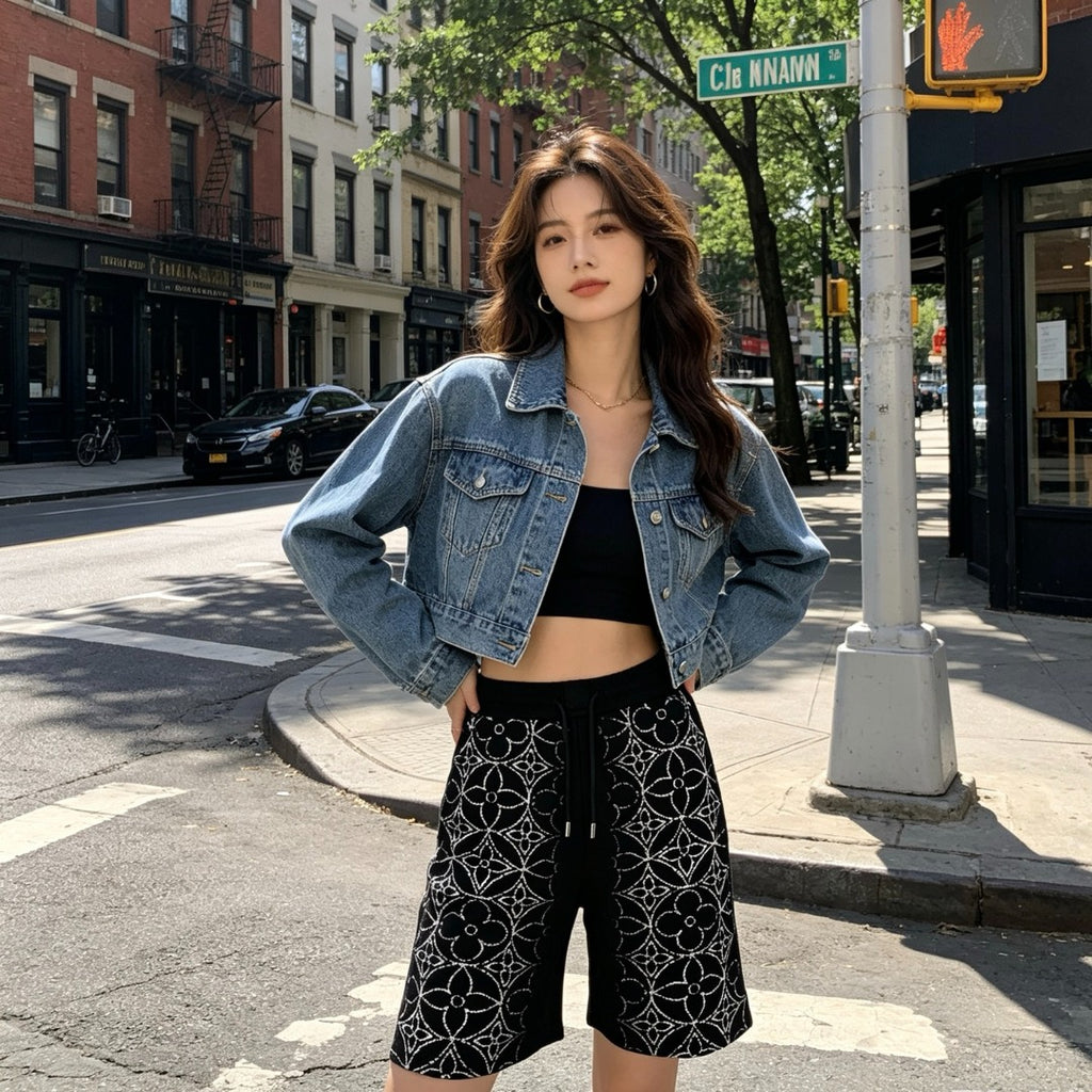 Distressed Monogram Print Fleece Shorts